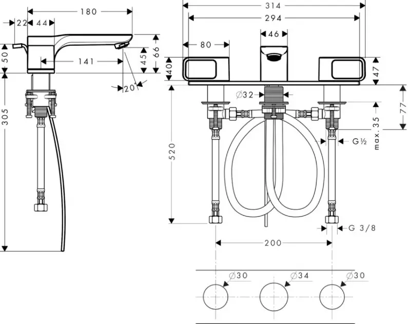 Axor - Urquiola - Mosdó csaptelep - 11040000 – 2. kép
