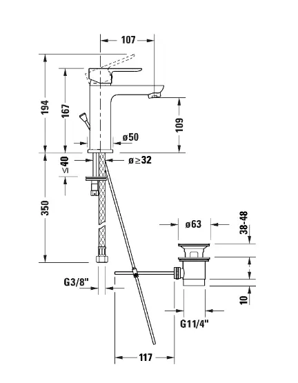 Duravit - A.1 - Mosdó csaptelep - A11020001010 – 2. kép