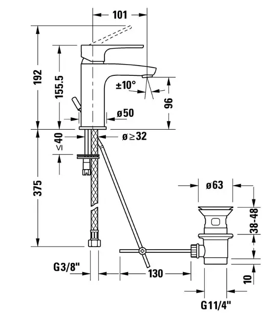 Duravit - B.1 - Mosdó csaptelep - B11010001010 – 2. kép