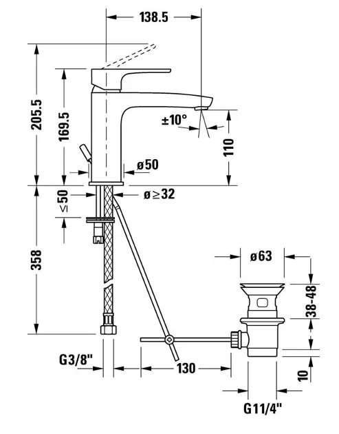 Duravit - B.1 - Mosdó csaptelep - B11020001010 – 2. kép
