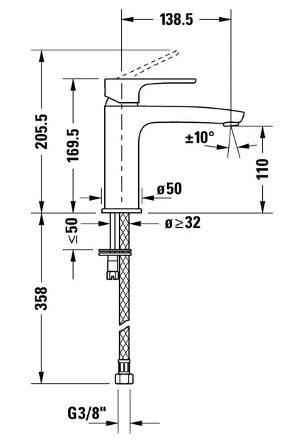 Duravit - B.1 - Mosdó csaptelep - B11020002010 – 2. kép