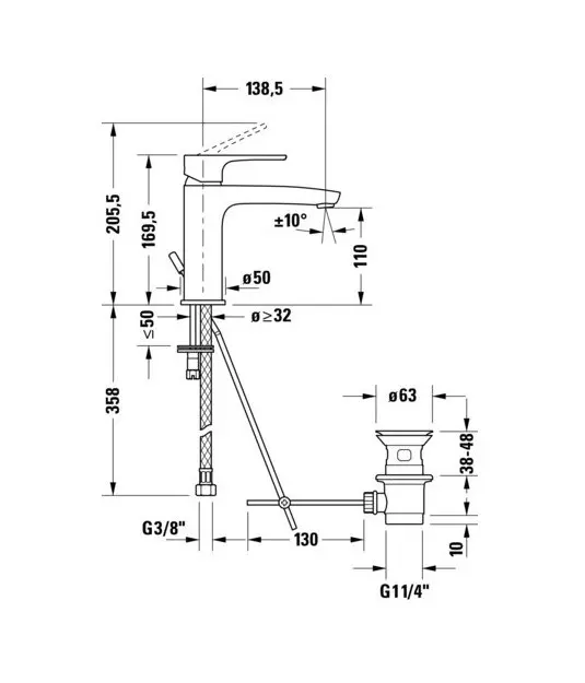 Duravit - B.1 - Mosdó csaptelep - B11023001010 – 2. kép