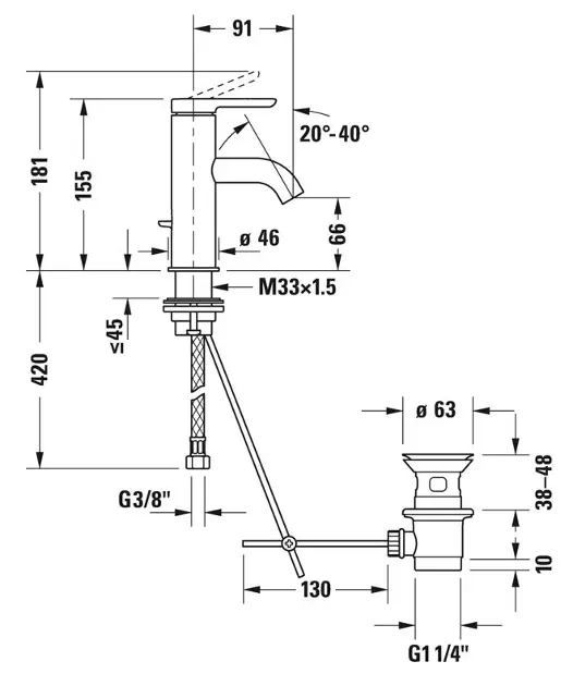 Duravit - C.1 - Mosdó csaptelep - C11010001010 – 2. kép