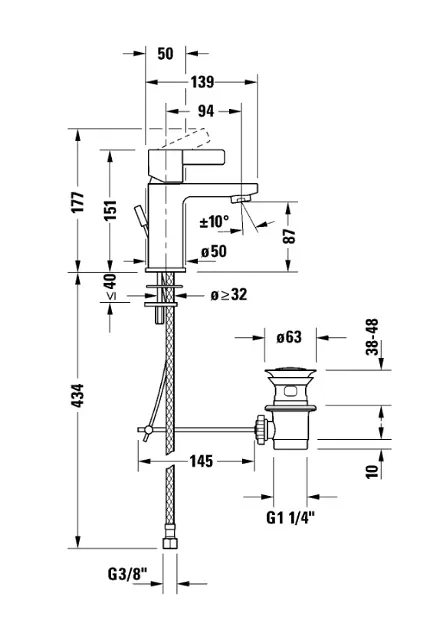 Duravit - D-Neo - Mosdó csaptelep - DE1010001010 – 2. kép