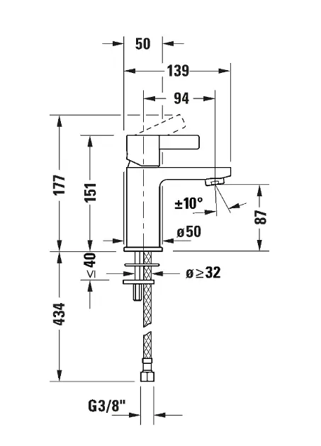 Duravit - D-Neo - Mosdó csaptelep - DE1010002010 – 2. kép