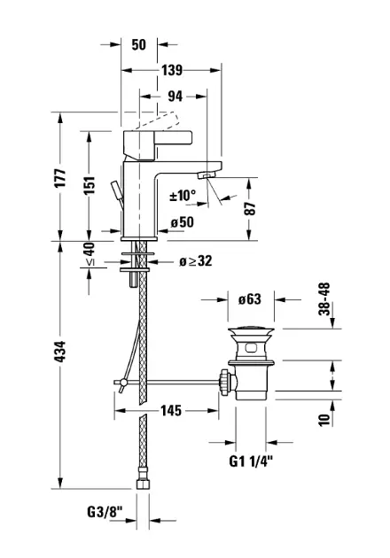Duravit - D-Neo - Mosdó csaptelep - DE1011001010 – 2. kép
