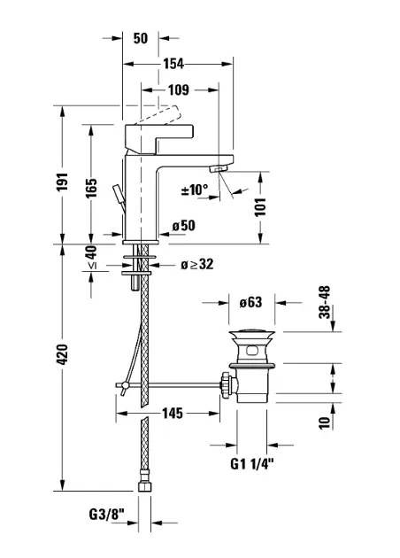 Duravit - D-Neo - Mosdó csaptelep - DE1020001010 – 2. kép
