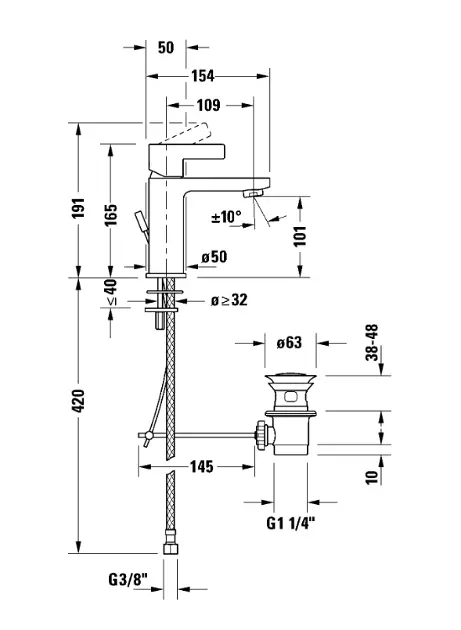 Duravit - D-Neo - Mosdó csaptelep - DE1021001010 – 2. kép