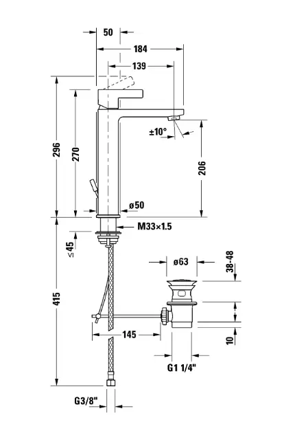 Duravit - D-Neo - Mosdó csaptelep - DE1030001010 – 2. kép