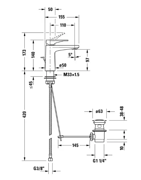 Duravit - Tulum - Mosdó csaptelep - TU1010001010 – 2. kép