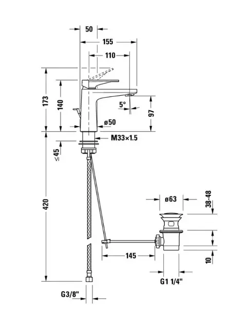 Duravit - Tulum - Mosdó csaptelep - TU1010001046 – 2. kép