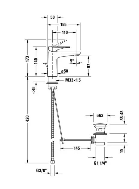 Duravit - Tulum - Mosdó csaptelep - TU1011001046 – 2. kép