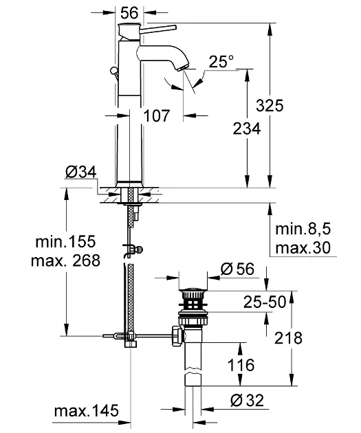 Grohe - BauClassic - Mosdó csaptelep - 32868000 – 2. kép