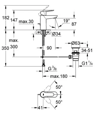 Grohe - BauEdge - Mosdó csaptelep - 23328000 – 2. kép