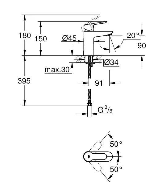 Grohe - BauEdge - Mosdó csaptelep - 23330000 – 2. kép