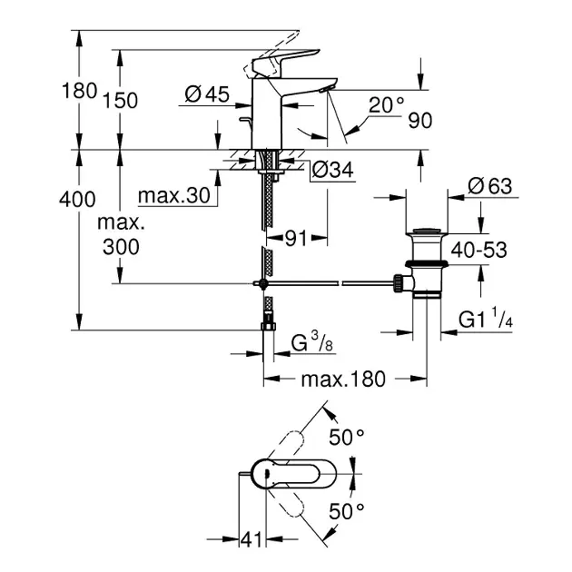 Grohe - BauEdge - Mosdó csaptelep - 23356000 – 2. kép