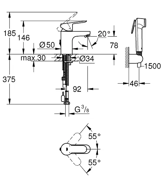 Grohe - BauEdge - Mosdó csaptelep - 23757000 – 2. kép