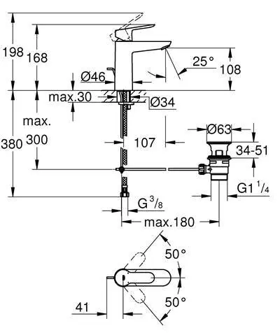 Grohe - BauEdge - Mosdó csaptelep - 23758000 – 2. kép
