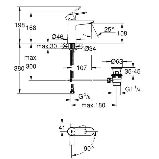 Grohe - BauEdge - Mosdó csaptelep - 23759000 – 2. kép