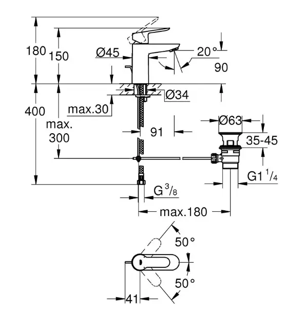 Grohe - BauEdge - Mosdó csaptelep - 23802000 – 2. kép