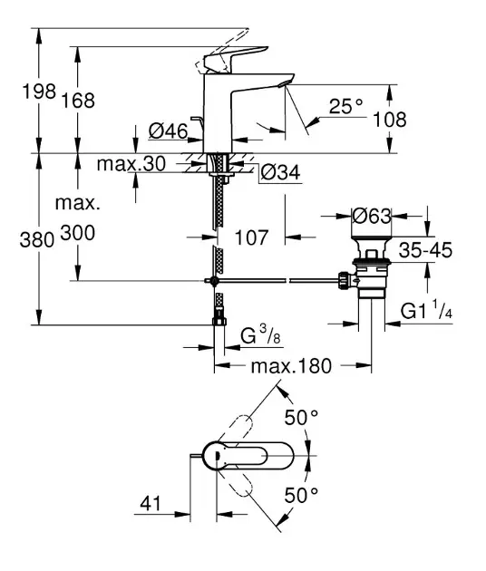 Grohe - BauEdge - Mosdó csaptelep - 23822000 – 2. kép