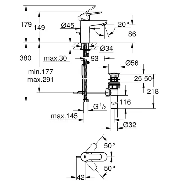 Grohe - BauEdge - Mosdó csaptelep - 32819000 – 2. kép