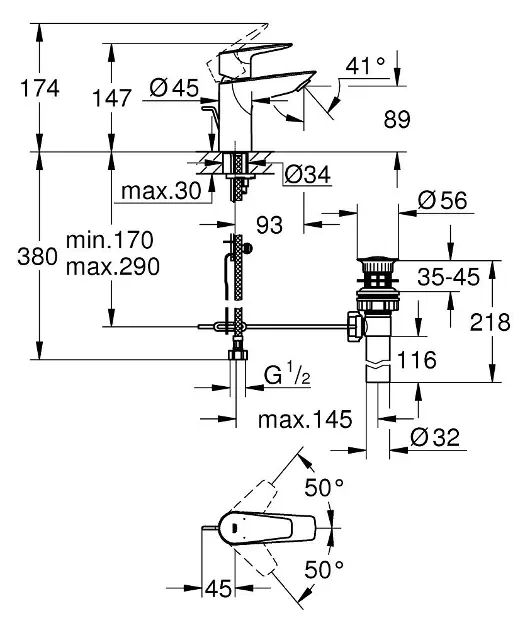 Grohe - BauEdge - Mosdó csaptelep - 32819001 – 2. kép