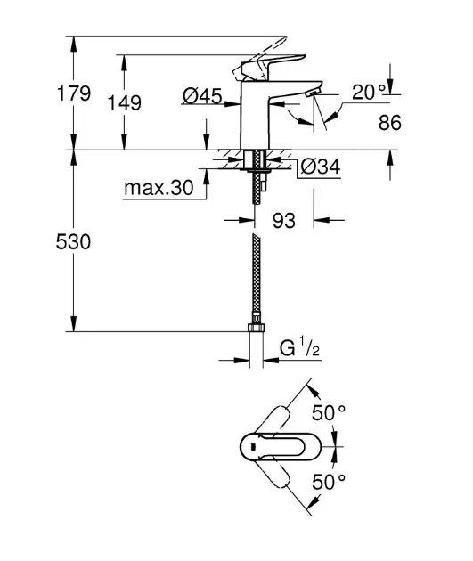 Grohe - BauEdge - Mosdó csaptelep - 32858000 – 2. kép