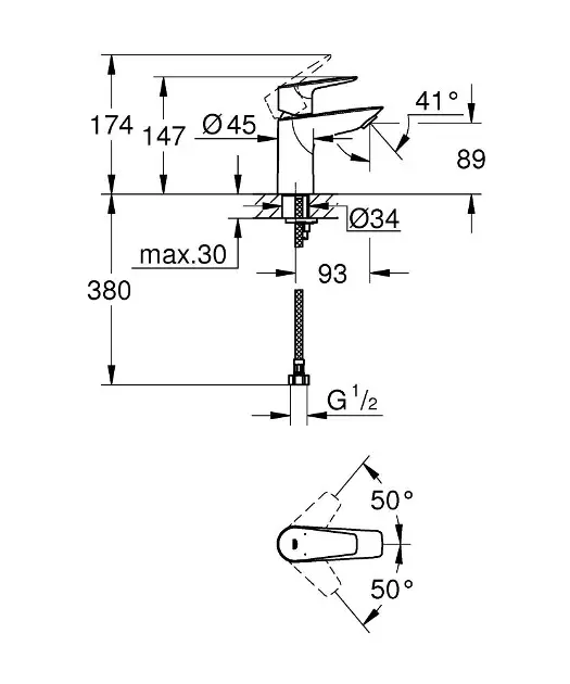 Grohe - BauEdge - Mosdó csaptelep - 32858001 – 2. kép