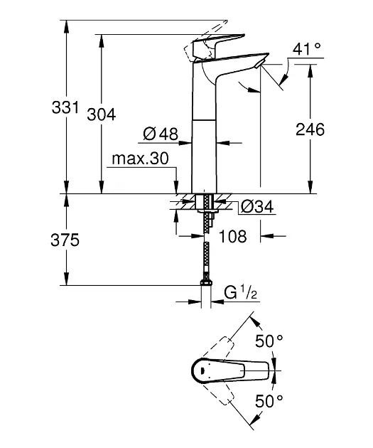 Grohe - BauEdge - Mosdó csaptelep - 32860001 – 2. kép