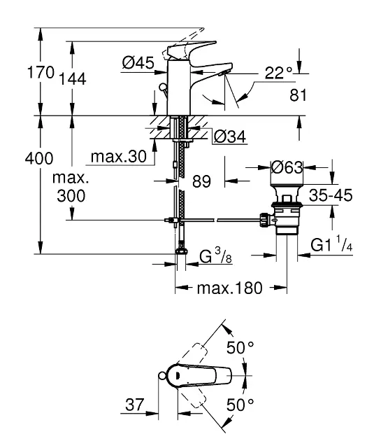 Grohe - BauFlow - Mosdó csaptelep - 23751000 – 2. kép