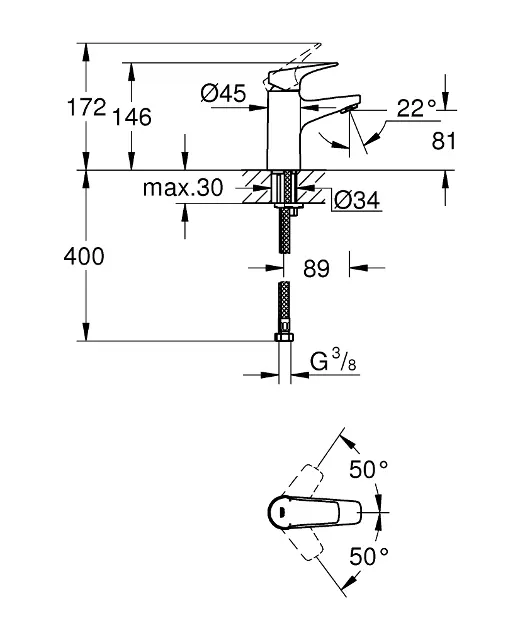 Grohe - BauFlow - Mosdó csaptelep - 23752000 – 2. kép