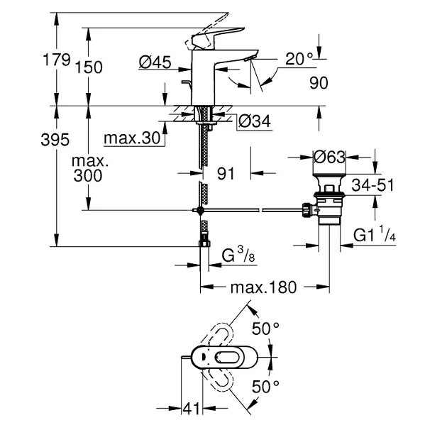 Grohe - BauLoop - Mosdó csaptelep - 23335000 – 2. kép
