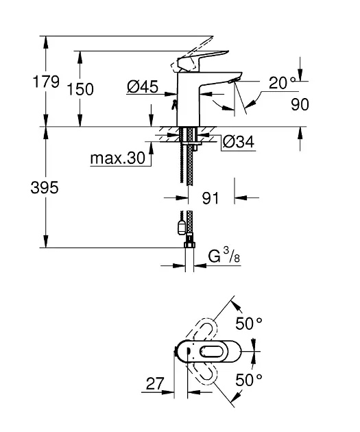 Grohe - BauLoop - Mosdó csaptelep - 23336000 – 2. kép