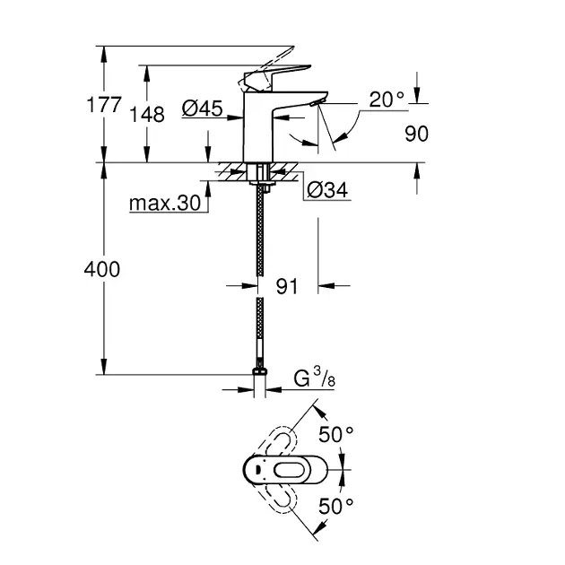 Grohe - BauLoop - Mosdó csaptelep - 23337000 – 2. kép