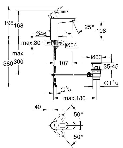 Grohe - BauLoop - Mosdó csaptelep - 23762000 – 2. kép