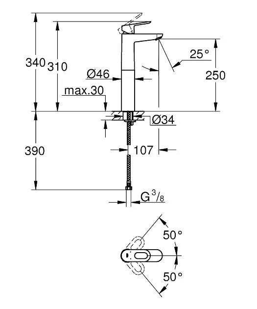 Grohe - BauLoop - Mosdó csaptelep - 23764000 – 2. kép