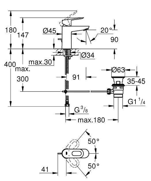 Grohe - BauLoop - Mosdó csaptelep - 23803000 – 2. kép