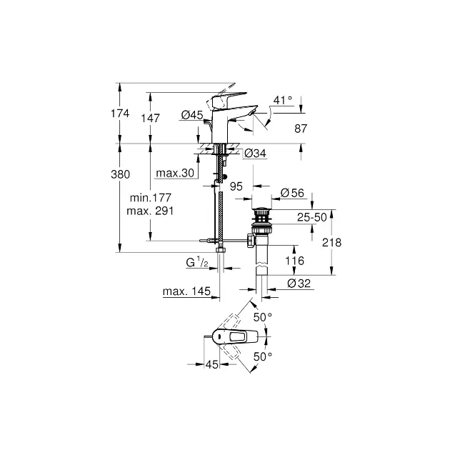 Grohe - BauLoop - Mosdó csaptelep - 32814001 – 2. kép