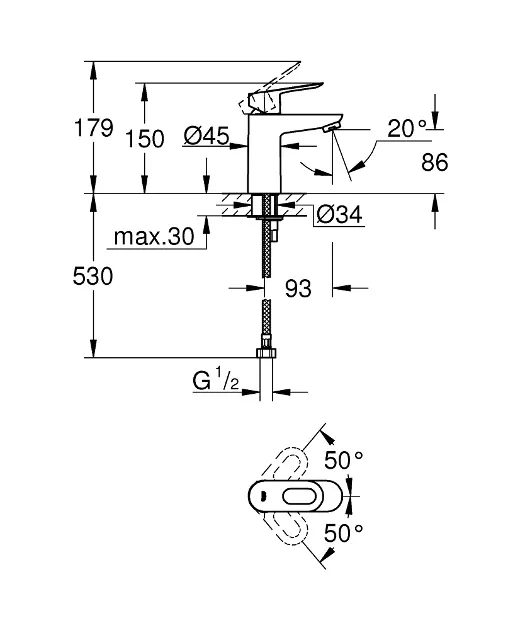 Grohe - BauLoop - Mosdó csaptelep - 32854000 – 2. kép