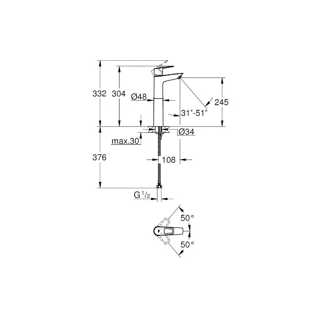 Grohe - BauLoop - Mosdó csaptelep - 32856001 – 2. kép