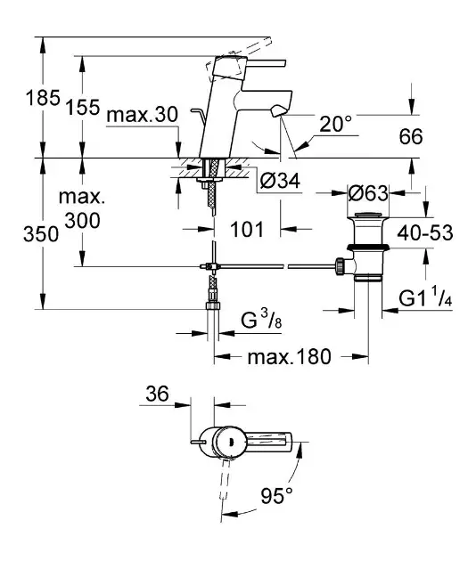 Grohe - Concetto - Mosdó csaptelep - 2338010E – 2. kép