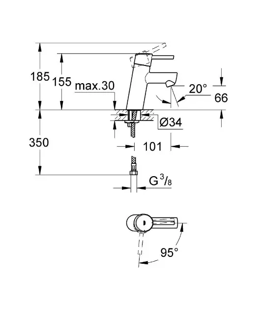 Grohe - Concetto - Mosdó csaptelep - 2338510E – 2. kép