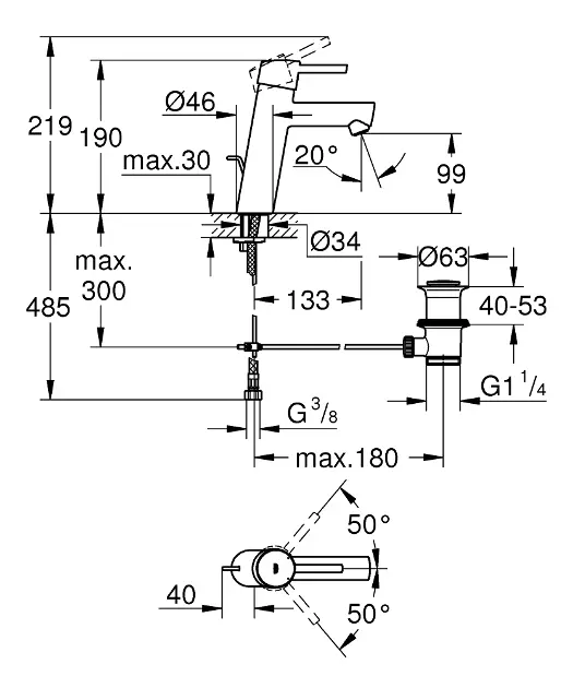 Grohe - Concetto - Mosdó csaptelep - 23450001 – 2. kép