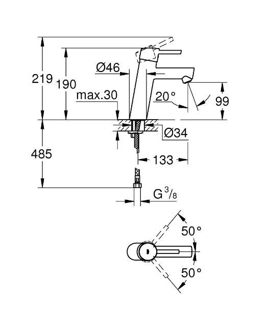 Grohe - Concetto - Mosdó csaptelep - 23451001 – 2. kép