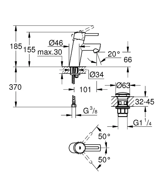 Grohe - Concetto - Mosdó csaptelep - 23931001 – 2. kép
