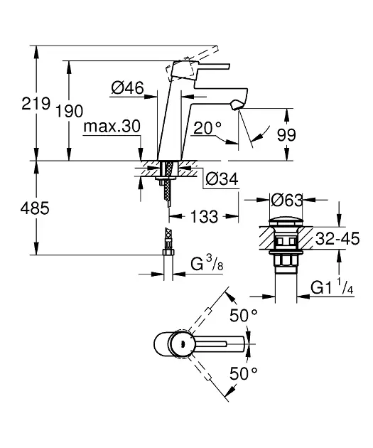 Grohe - Concetto - Mosdó csaptelep - 23932001 – 2. kép
