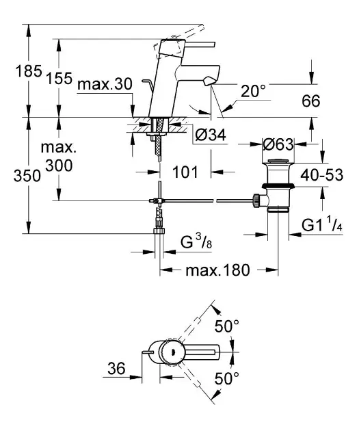 Grohe - Concetto - Mosdó csaptelep - 32204001 – 2. kép