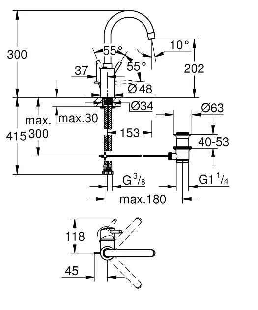 Grohe - Concetto New - Mosdó csaptelep - 32629002 – 2. kép