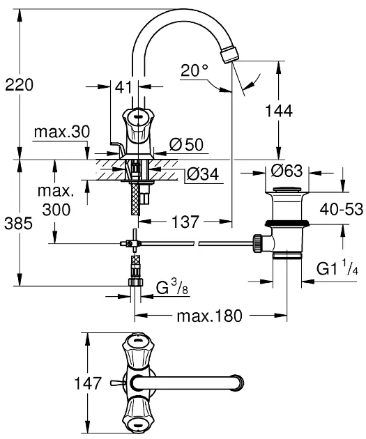 Grohe - Costa L - Mosdó csaptelep - 21375001 – 2. kép